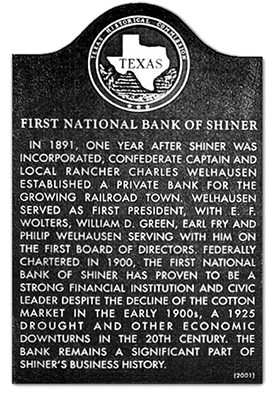 FNB Shiner Historical Marker